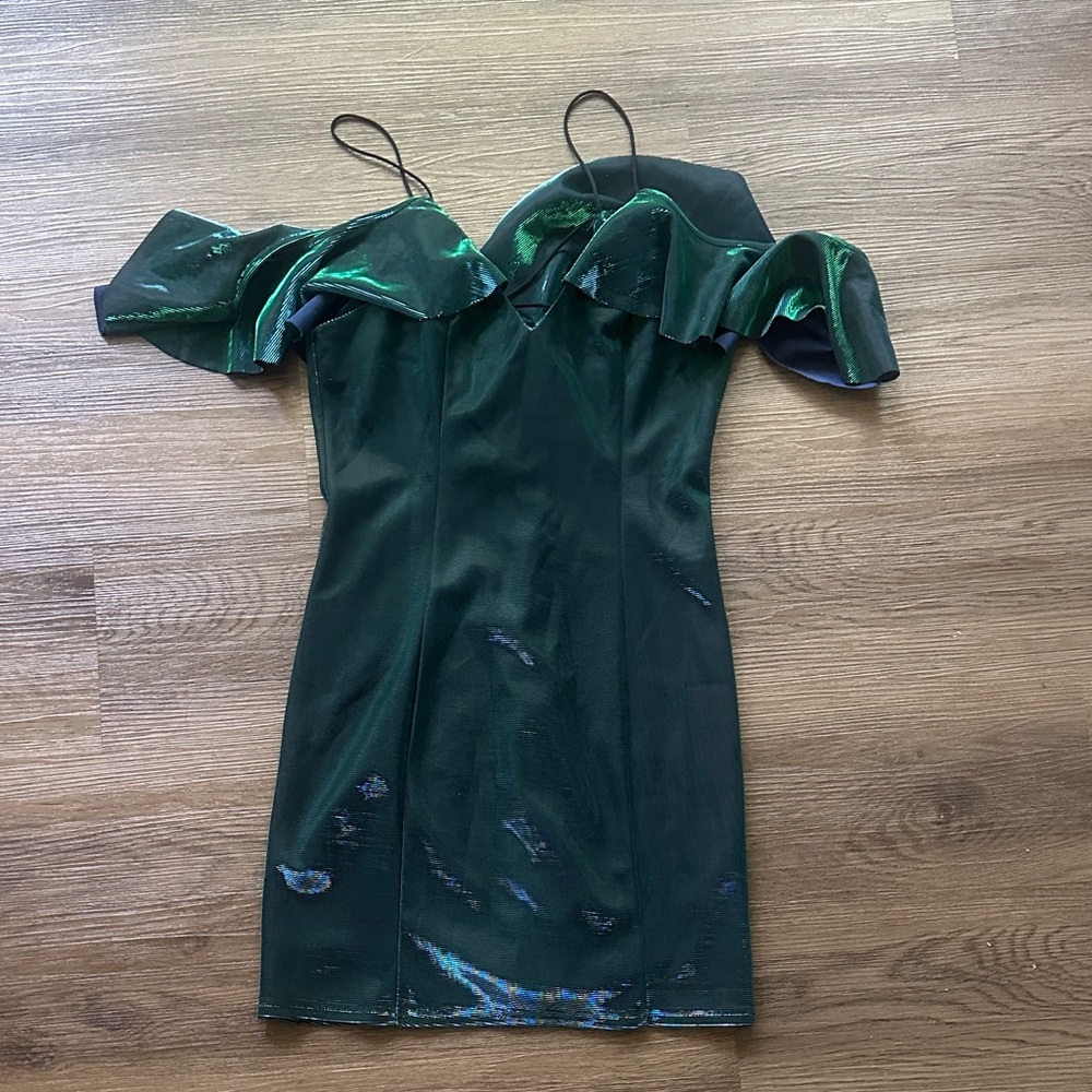 Fashion Nova Shimmering Green Mini Dress